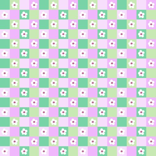 Eden Lilac & Lime Daisy Checkerboard