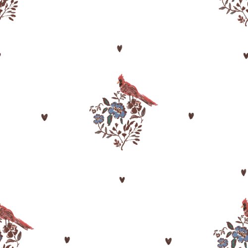 simple boho floral heart with cardinal