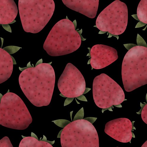 strawberries scattered on a solid background