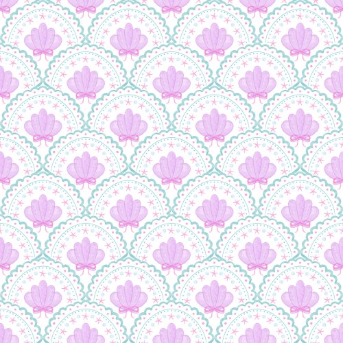 Watercolor scallops with purple clam shells 