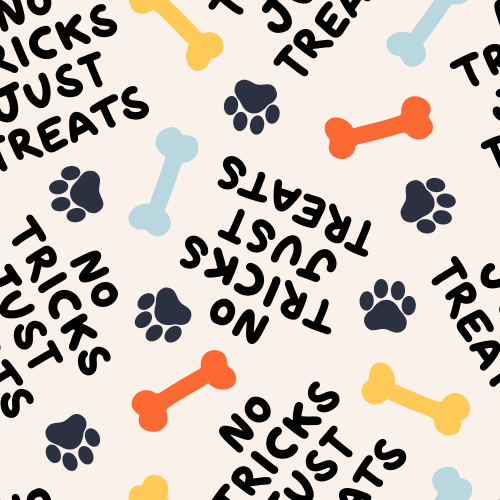 Tossed Halloween Dogs No Trick Just Treats, dog paws and bones