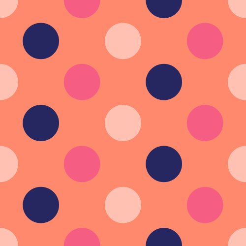 multicolored dots on a coral background