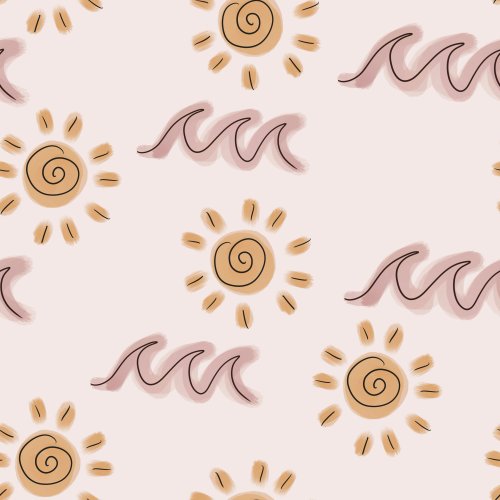waves and suns on blush pink