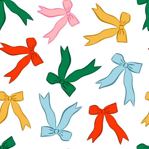 Cute Christmas Bows red, green, yellow, blue, pink 