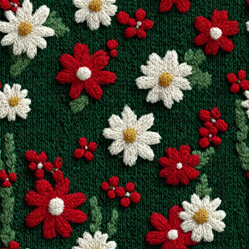 3D look knitted christmas daisies