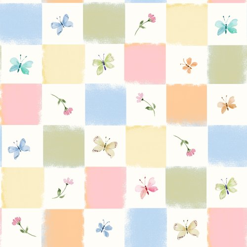 watercolor butterfly and floral checks 2