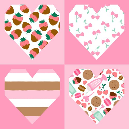 heart shaped valentines patchwork print