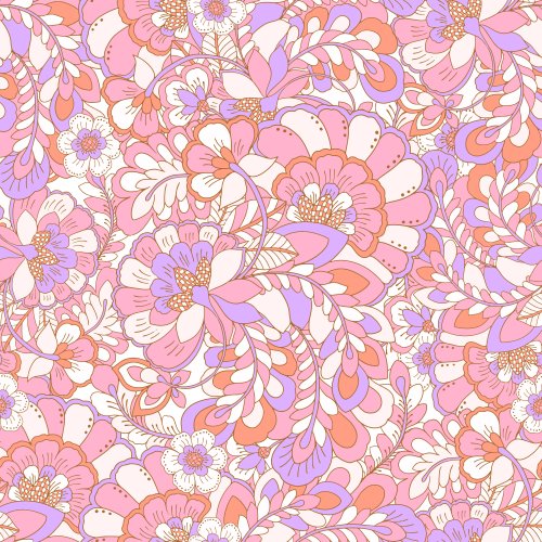 Boho Candy Pop Retro Floral in purple and brown