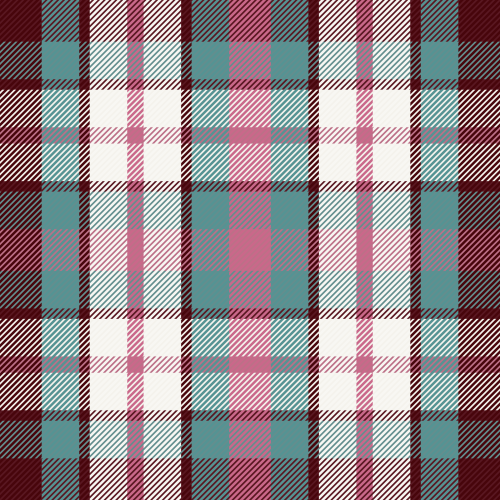 Fresh plaid fabric in mint green and berry pink with light neutral accents