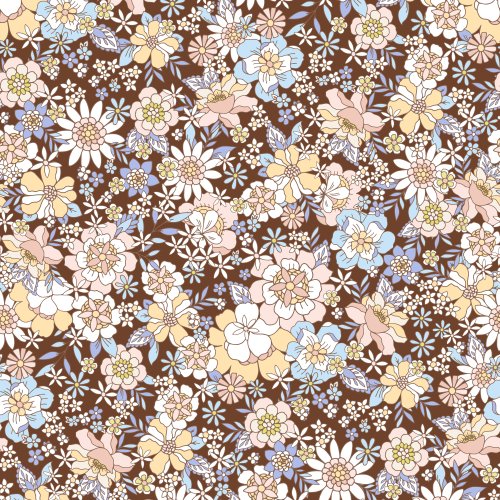 retro floral design on brown background