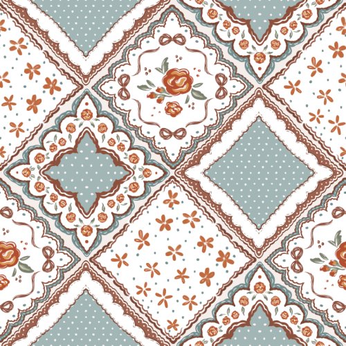 Vintage floral patchwork cheater quilt 