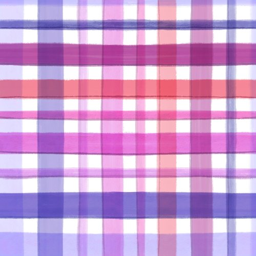 Watercolor plaid hand drawn in tones on pinks and purple and coral on white background