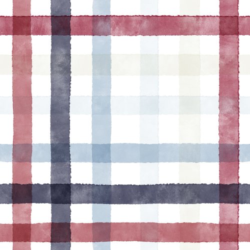 red white and blue patriotic hand drawn watercolor plaid