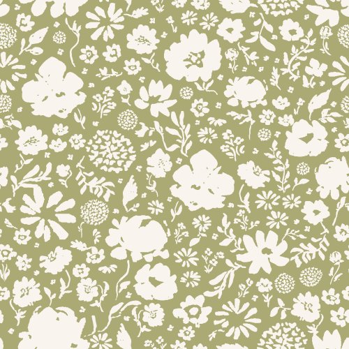 scattered abstract florals on light green for Hope and Future quilt kit