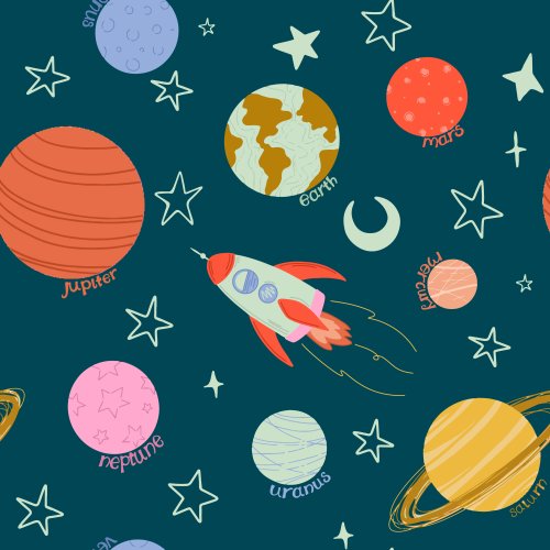 Planets, sun, moon, and stars in the galaxy