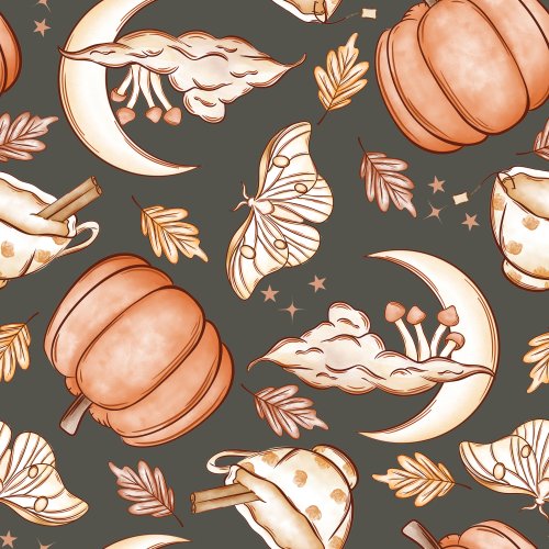 fall pumpkins, moth, moon