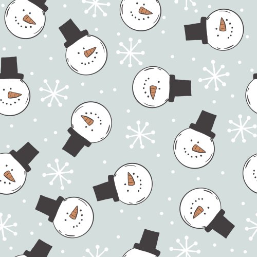 snowman and snowflake fabric design