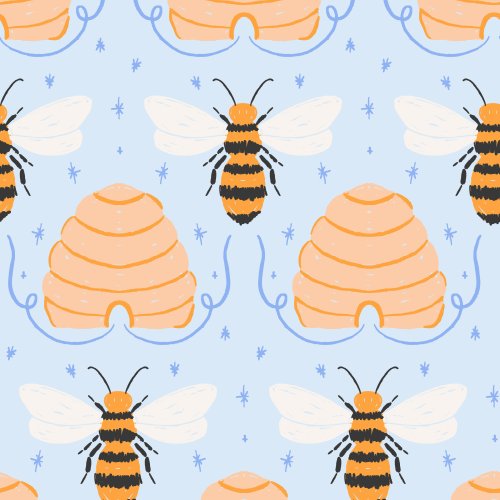 hand drawn bee hives