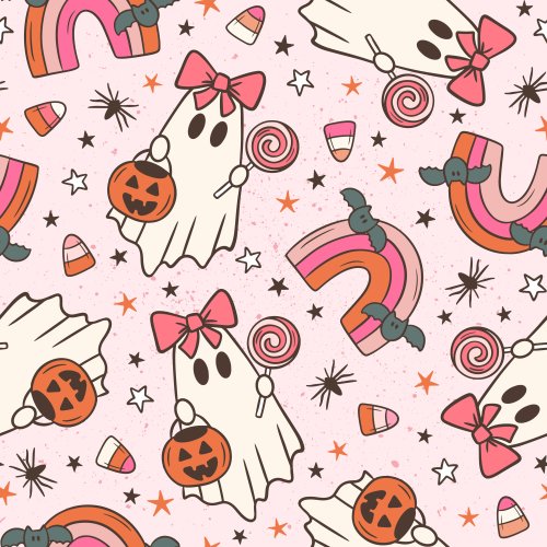 pink halloween trick or treat ghosts