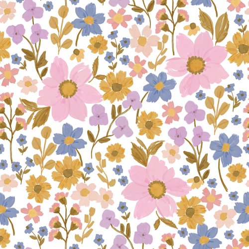 pink blue and mustard indy bloom floral design