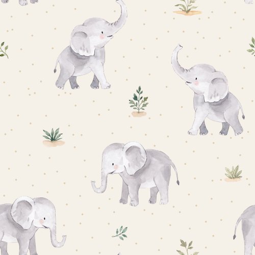 2 baby elephants in watercolor on white background