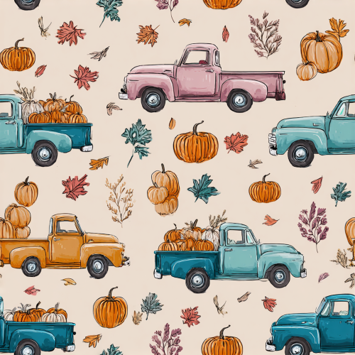 fall vintage trucks and leaves