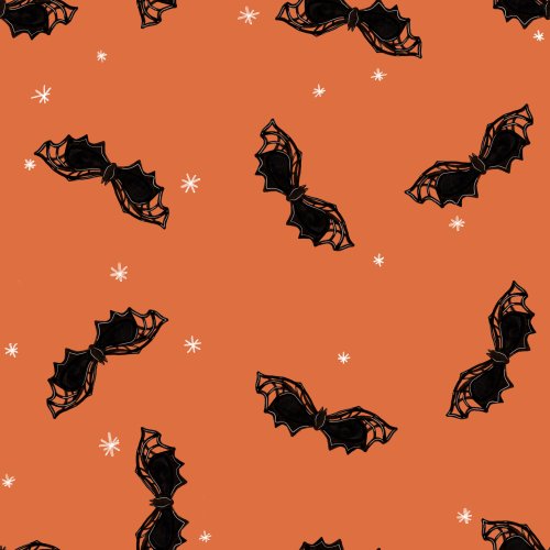 black bats on orange background