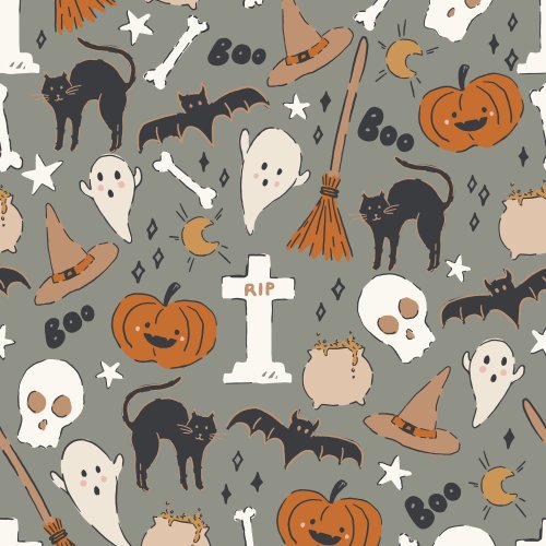 Halloween designs with mixed elements - ghost, pumpkin, witch