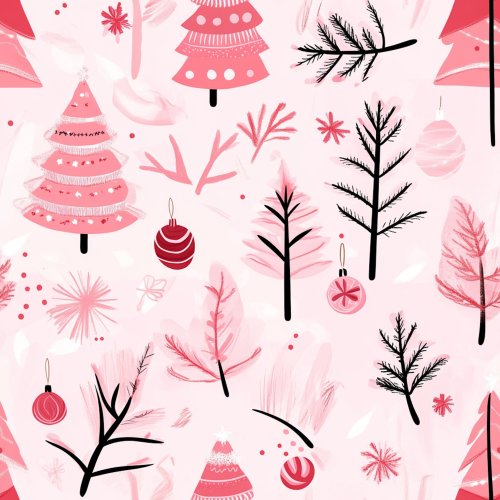 pink christmas trees