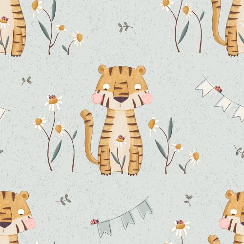 tiger design with daisy flowers