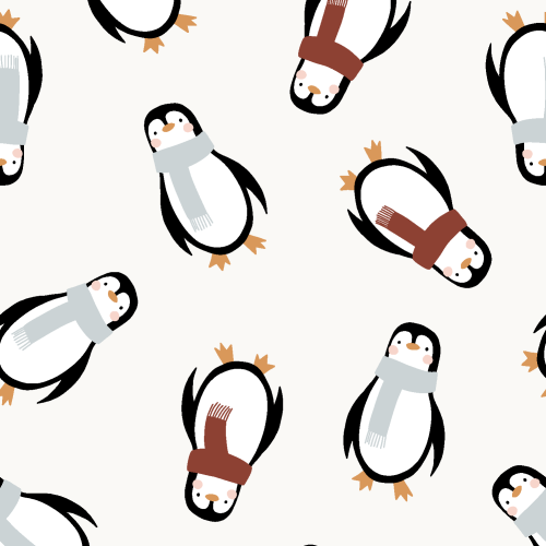 winter penguins in scarves tossed for holiday in pastel colors