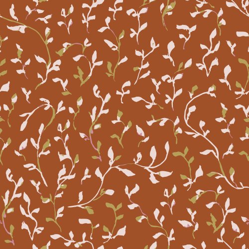 abstract handpainted vines on a rich autumn inspired burnt orange background