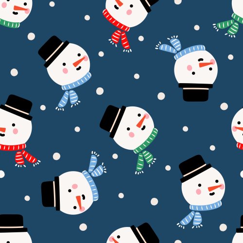 Cute Winter Snowman wearing colourful scarves 