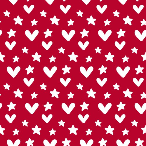 hearts and stars scattered on a solid background