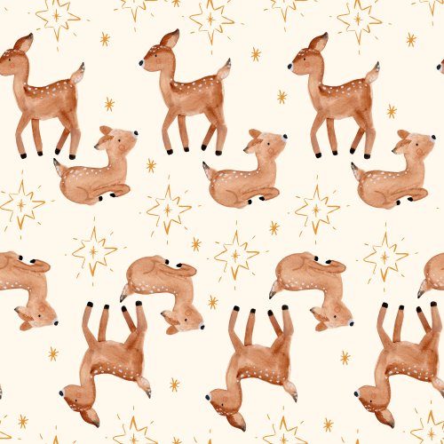 watercolor reindeer pattern with stars