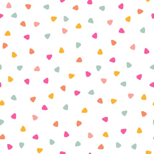 Summer geese coordinate pattern with tiny triangles in shades of mint, pink, yellow, and orange 