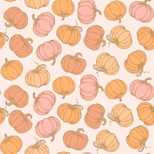 scattered pumpkins in all directions in shades of light orange and pink