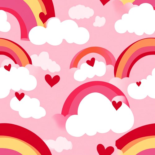 pink rainbows with hearts