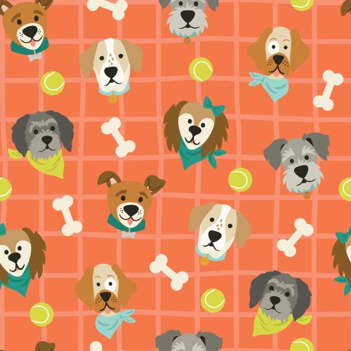 Dog themed seamless pattern