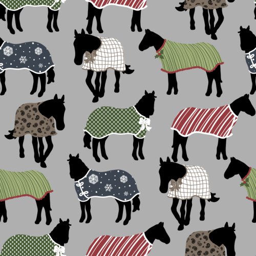 blanketed horses on a solid background