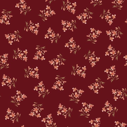 Floral watercolor bouquets dancing on red for a little Christmas vintage charm