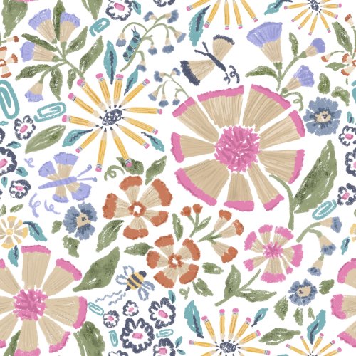 cute whimsical floral made of colored pencils and pencil shavings for back to school