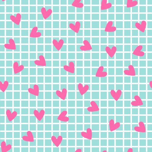 multi color hearts on grid background