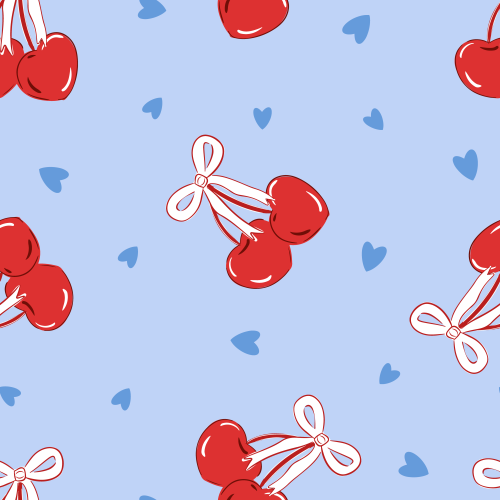 Valentines Day Cherry Hearts blue red