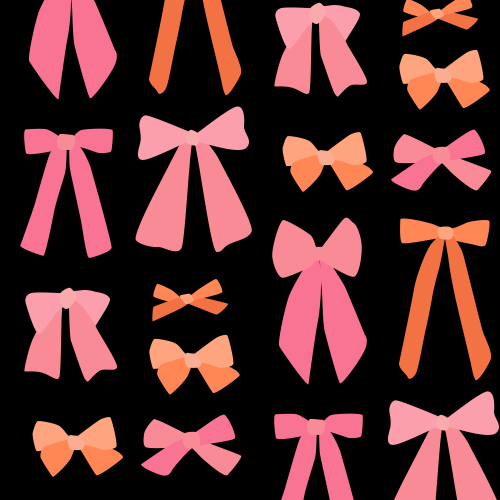 pink bows on black background