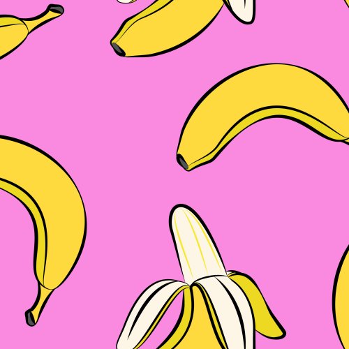 Bananas peeled and unpeeled on a hot pink background. 