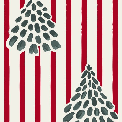 Whimsical pine trees meet candy cane stripes—great for tea towels, kids’ clothes & Christmas quilts. Classic meets playful!