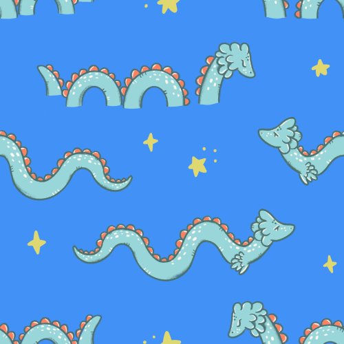 Lochness was hand drawn by Tylee Hansen. It features a saw monster and stars. Available in blue or pink.