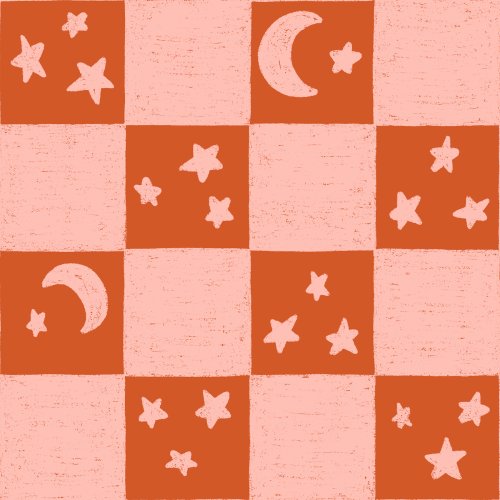 Checker pattern with crescent moons and stars