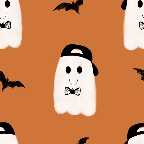 boy ghost on orange background